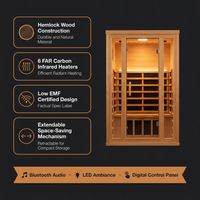 1 Person Extendable FAR Infrared Sauna for Home, Hemlock Wood Low EMF 6 Carbon Heaters Indoor Saunas with LED Lights, Bluetooth Speaker, Digital Control Panel, and Seating Bench — Results & Stats