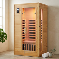 2024 Upgrade 1 to 2 Person Infrared Sauna, Low EMF Infrared Sauna for Home, Indoor Sauna Room, Hemlock Wooden Far Infrared Sauna, Dry Sauna with Bluetooth Speakers, LED Reading and Chromotherapy Lamp — Studio Shot