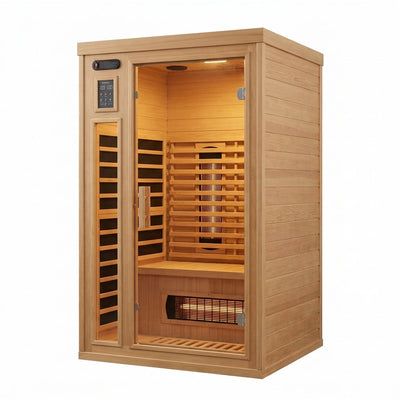 Infrared Sauna Built for Daily Wellness, Low EMF Carbon Crystal, Canadian Hemlock Wood, Bluetooth Speakers