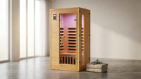 2024 Upgrade 1 to 2 Person Infrared Sauna, Low EMF Infrared Sauna for Home, Indoor Sauna Room, Hemlock Wooden Far Infrared Sauna, Dry Sauna with Bluetooth Speakers, LED Reading and Chromotherapy Lamp — Lifestyle