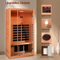 Infrared Sauna Built for Daily Wellness, 6 Carbon Heaters, Hemlock Wood, LED Lights, Bluetooth Speaker