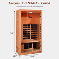 Infrared Sauna Built for Daily Wellness, 6 Carbon Heaters, Hemlock Wood, LED Lights, Bluetooth Speaker