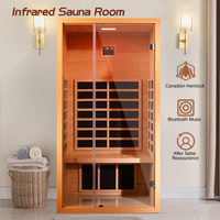 Infrared Sauna Built for Daily Wellness, 6 Carbon Heaters, Hemlock Wood, LED Lights, Bluetooth Speaker
