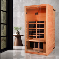 Infrared Sauna Built for Daily Wellness, 6 Carbon Heaters, Hemlock Wood, LED Lights, Bluetooth Speaker