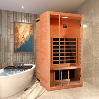 Infrared Sauna Built for Daily Wellness, 6 Carbon Heaters, Hemlock Wood, LED Lights, Bluetooth Speaker