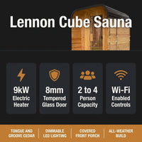 Backyard Discovery Lennon 2-4 Person Traditional Cedar Outdoor Cube Sauna with Porch, Electric Sauna Heater, Sauna Rocks, Dry Heat, Steam Sauna, LED Lights, Wi-Fi Control, Sauna Accessories — Results & Stats
