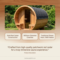 Traditional Barrel Sauna Built for Home Wellness, 6-Person Cedar, Steam Heat, 1800mm Diameter — Results & Stats