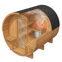 Traditional Barrel Sauna Built for Home Wellness, 6-Person Cedar, Steam Heat, 1800mm Diameter — How It Works